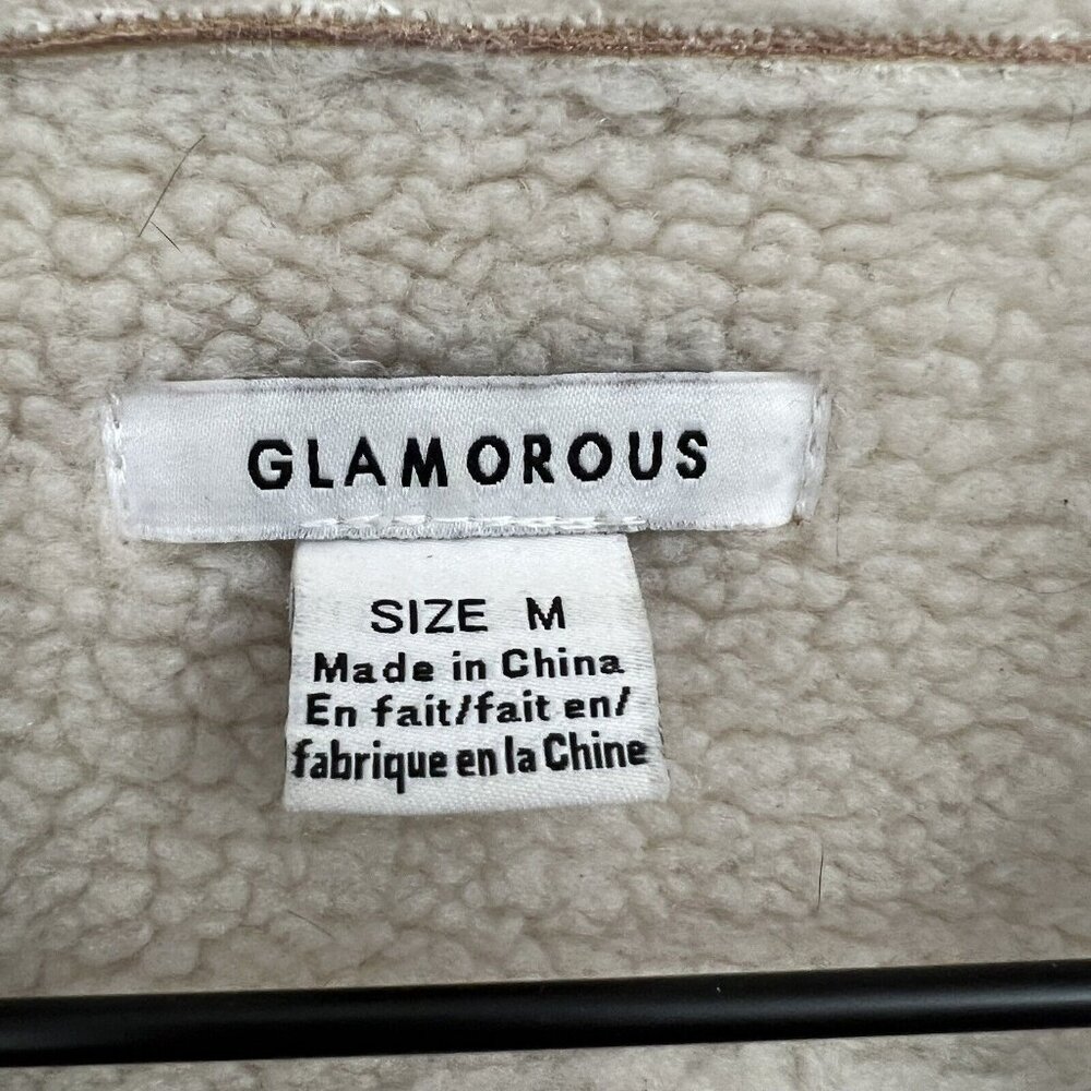 Urban Outfitters Glamorous Jacket Womens M Pink Faux Shearling Sherpa Moto Cozy - Picture 5 of 13